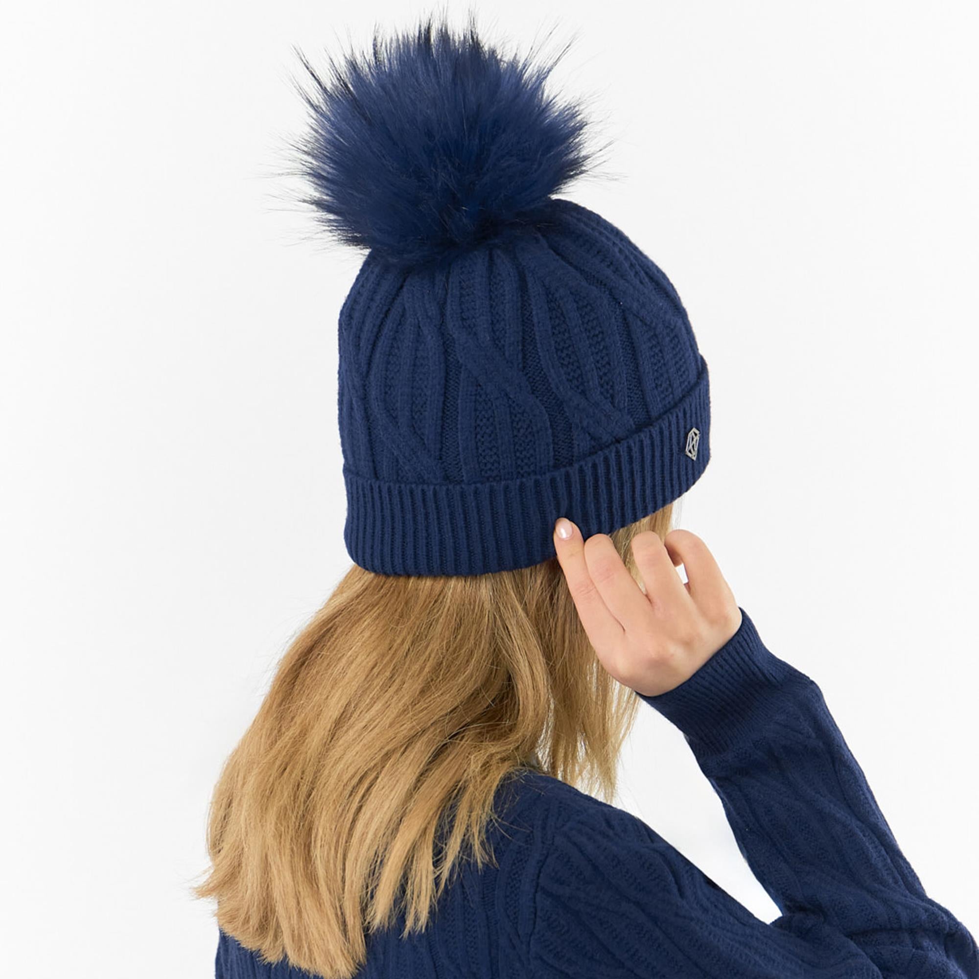 Pure Golf Suzie Margot Knit Waterproof Ladies Bobble Hat Navy